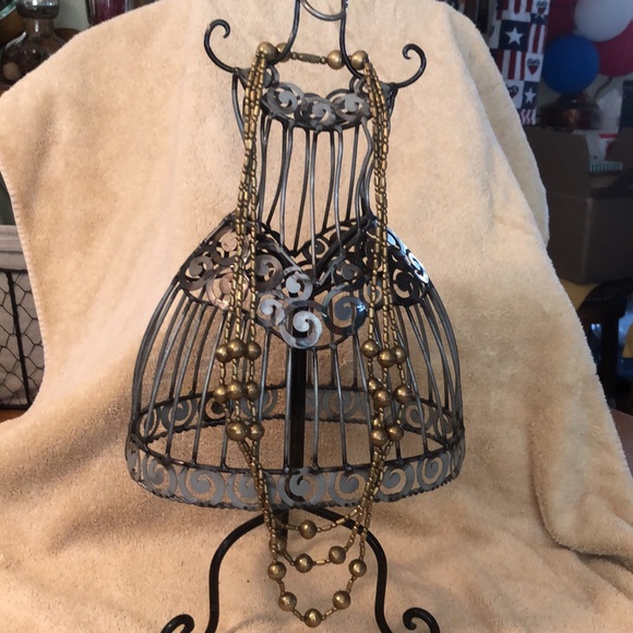 Vintage Three Strand Brass Beaded 15” Barrel Clasp Necklace - Picture 4 of 5